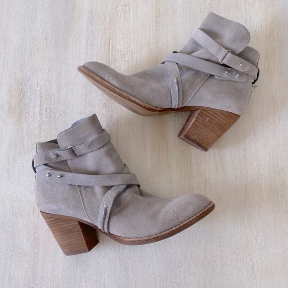 Sam Edelman Shoes - Sam Edelman Merton taupe leather suede strappy ankle booties size 7